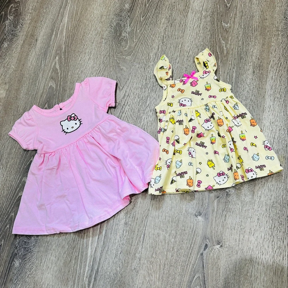 Hello Kitty Sanrio Baby Girl Dresses Set of 2 Pink Yellow 18M Casual Summer